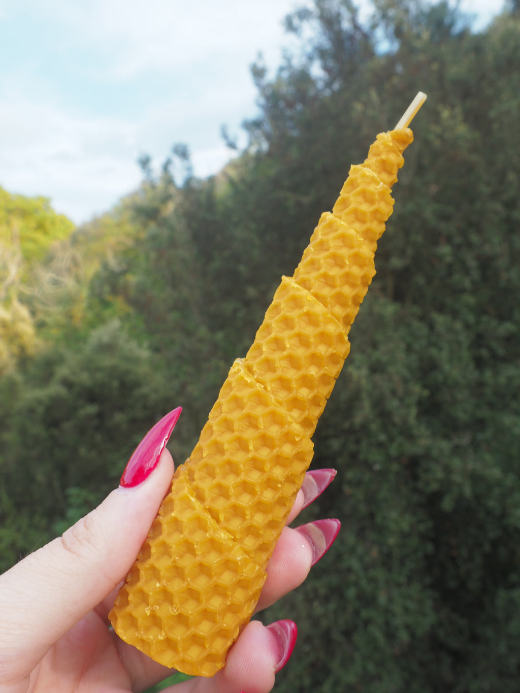 Vela de cera de abeja natural · 15 × 3 cm